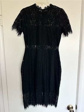 Lulu’s Black Lace Short-Sleeve Sheath Dress